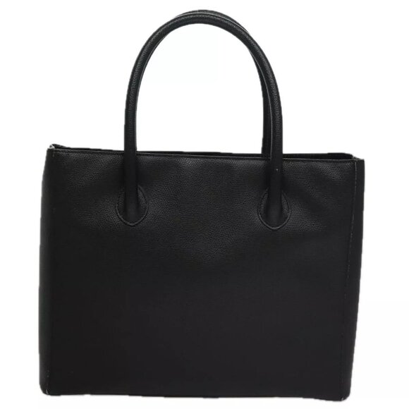 CELINE Hand Bag Leather Black Gold Auth - Picture 1 of 16